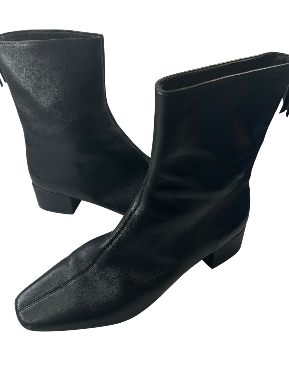 J. Crew Roxie center seam ankle boots leather BA736 Black Size 11 - Picture 2 of 8